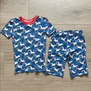 Mini Boden Red and Blue Unicorn Pajama Set